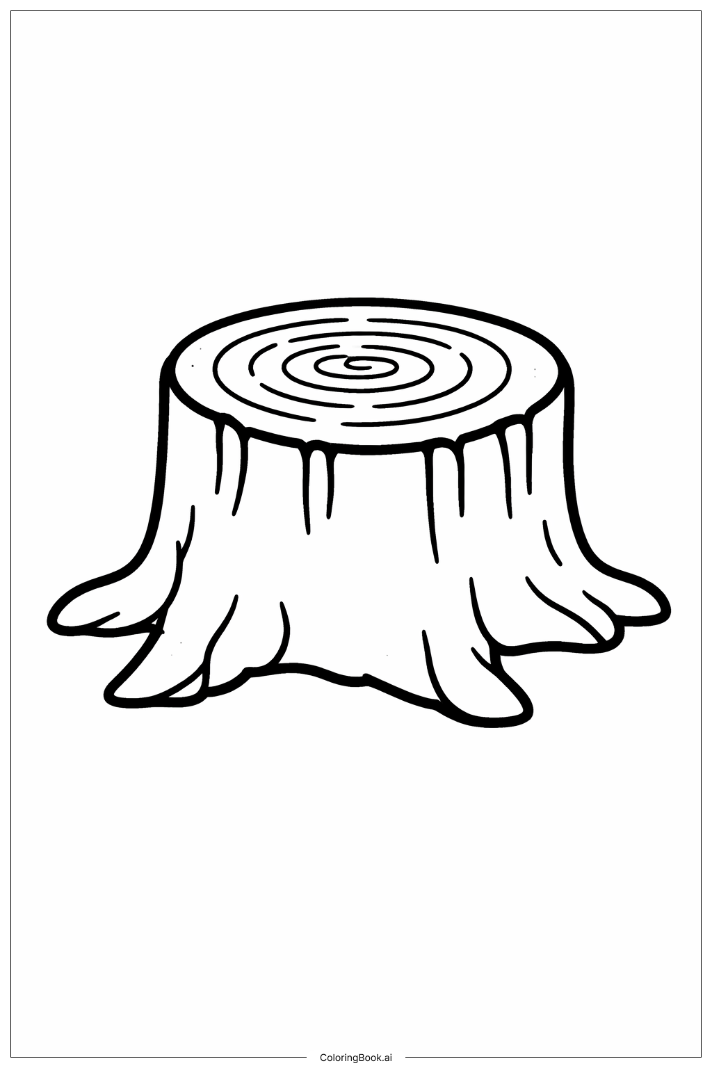 Página para colorear de Tocón de árbol en el bosque