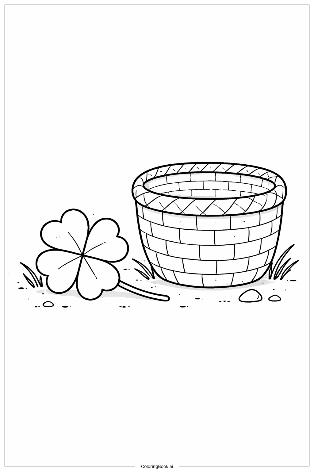  四叶草和篮子填色页 