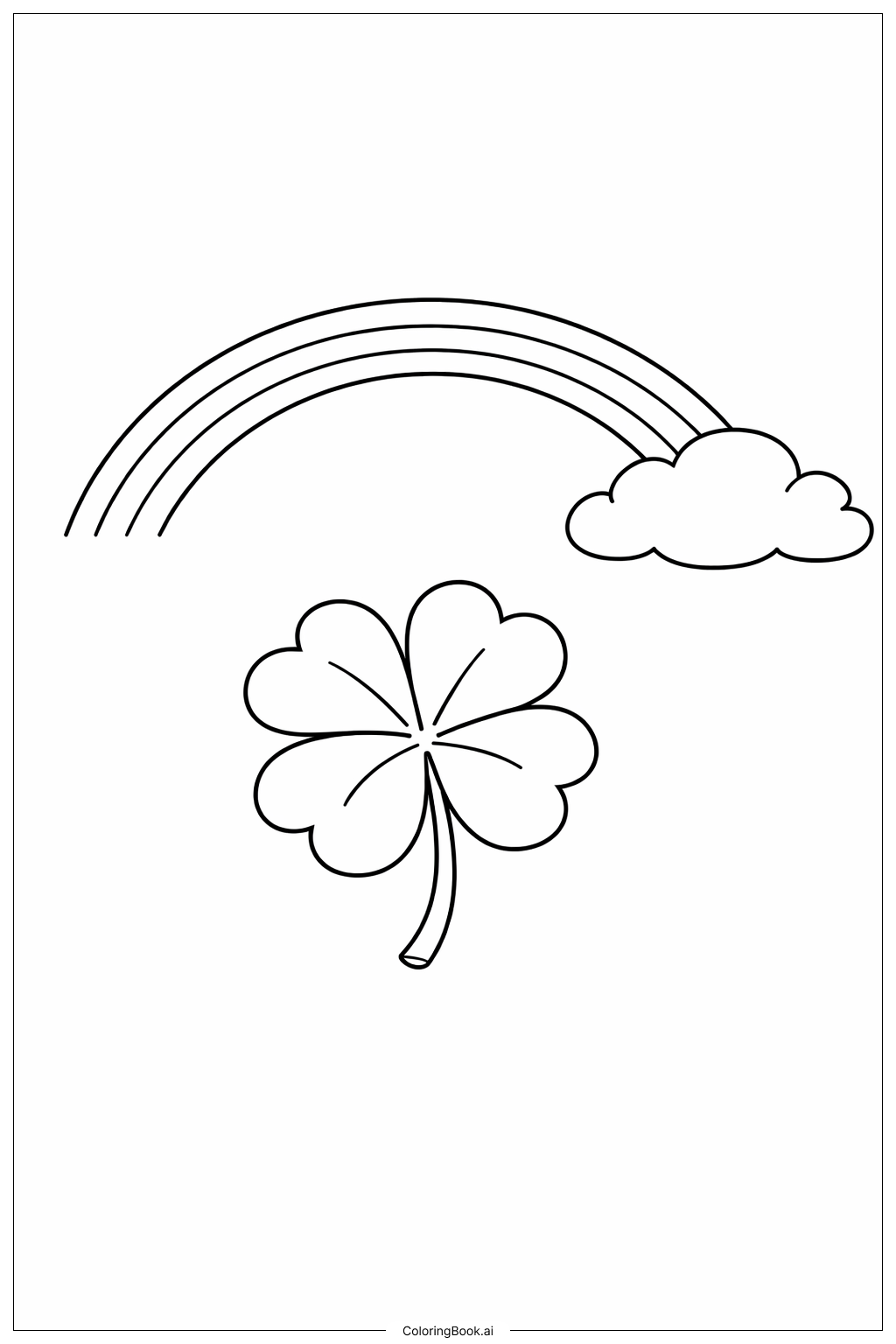 四つ葉のクローバーと虹の塗り絵ページ