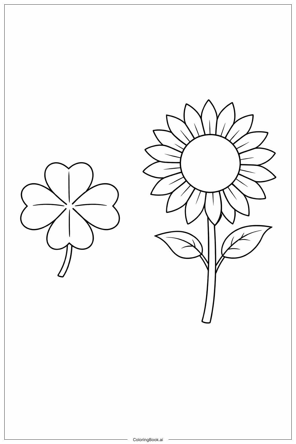 四叶草和向日葵填色页