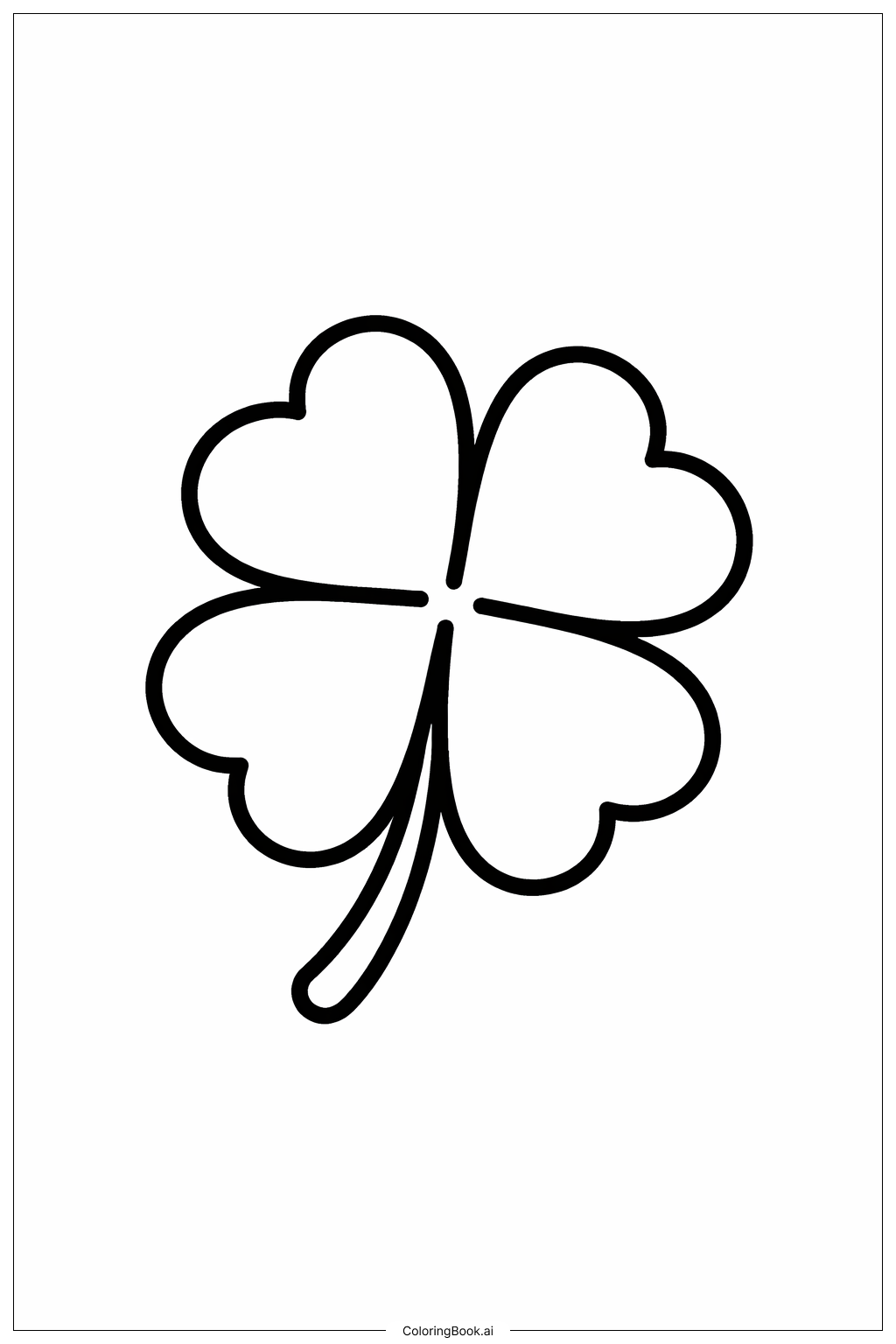  四つ葉のクローバーの塗り絵ページ 