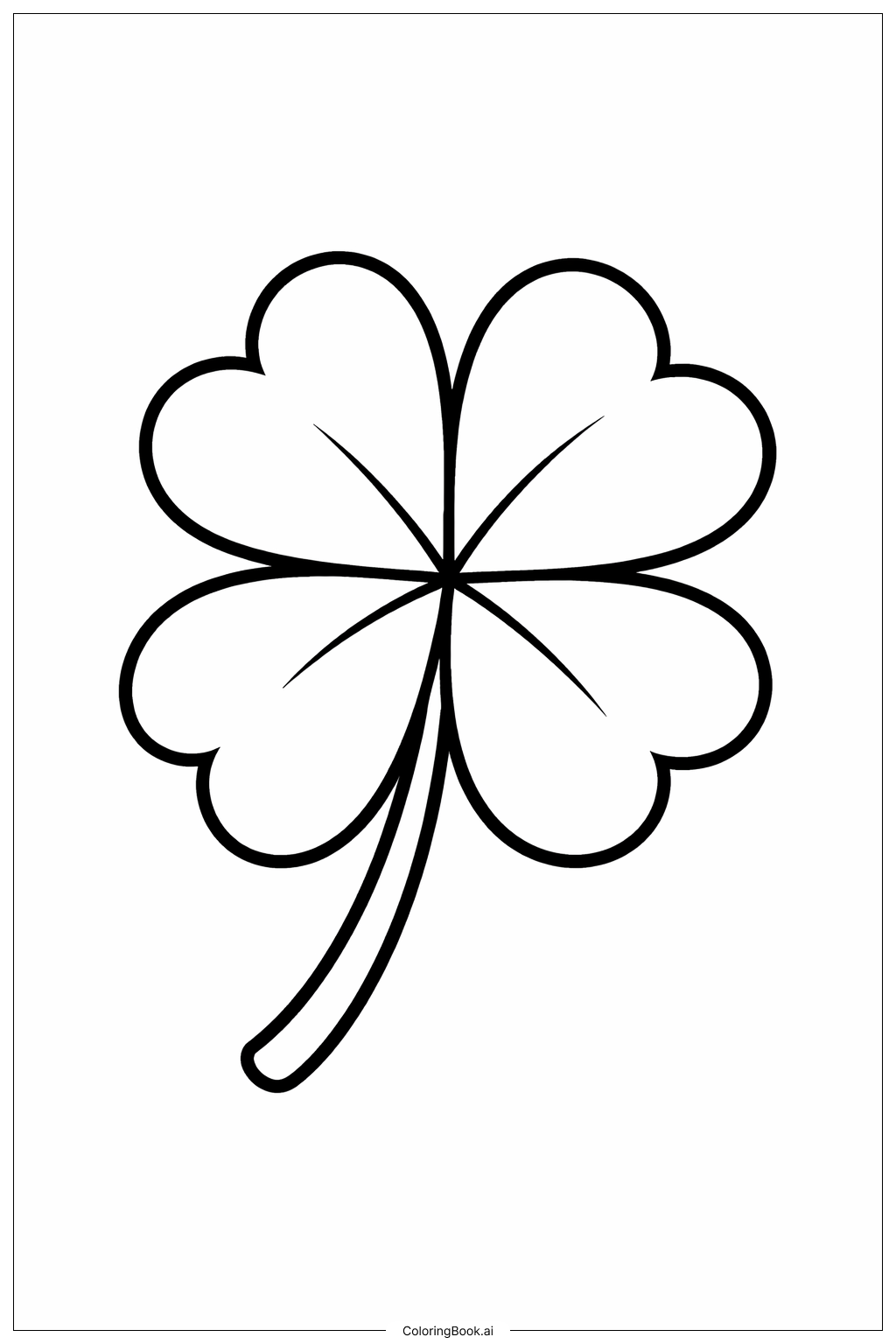 Trèfle à Quatre Feuilles Contour Épais