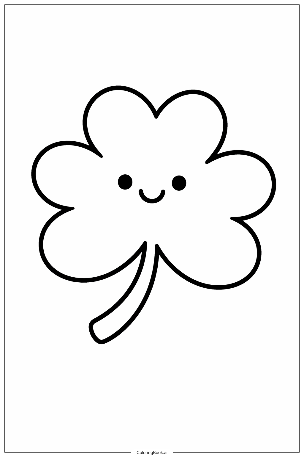 四つ葉のクローバーの顔と目の塗り絵ページ