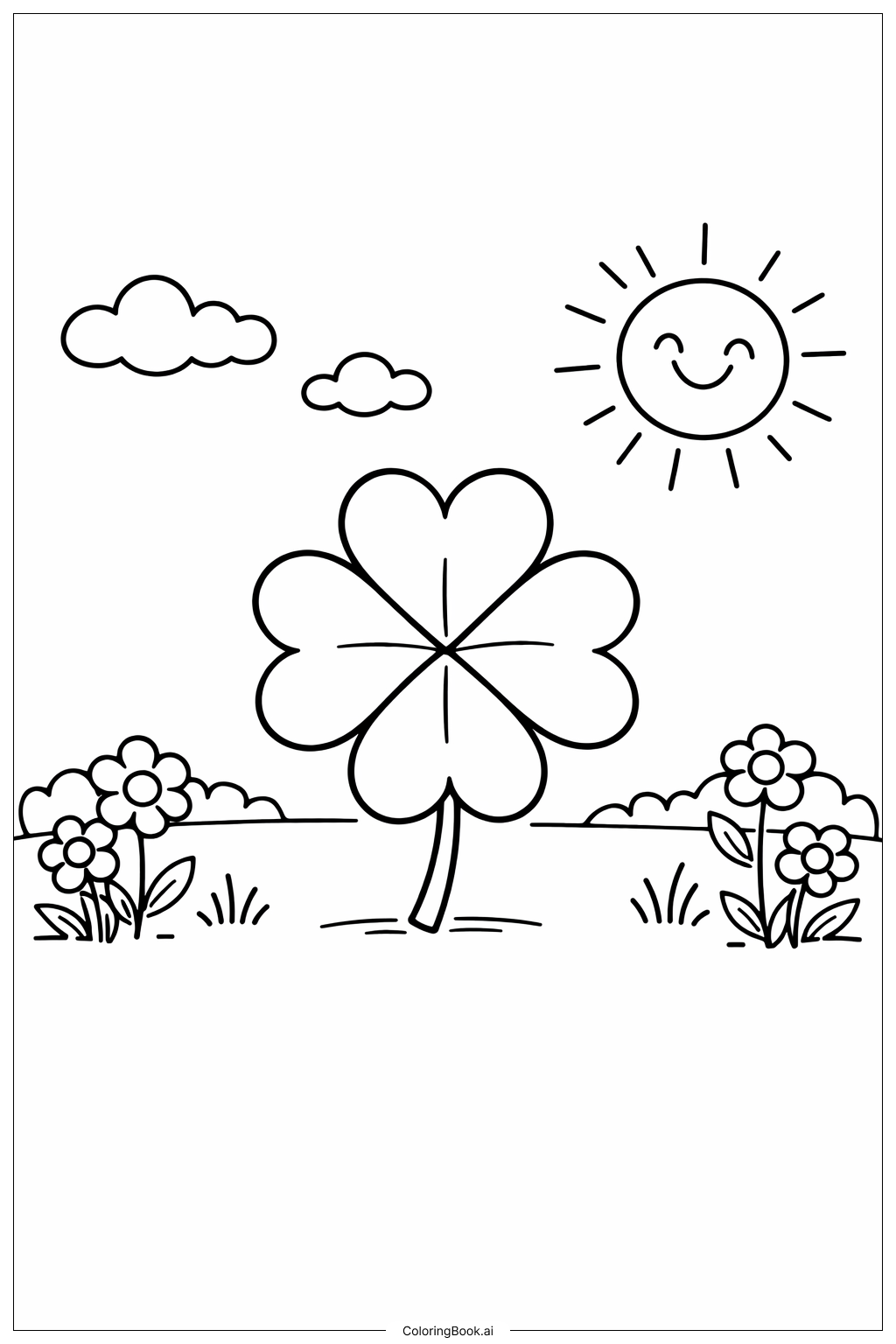 Scène de jardin au trèfle à quatre feuilles