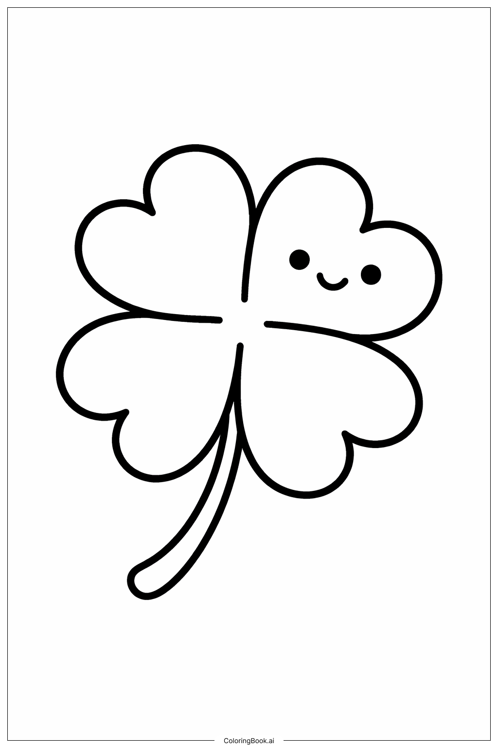 四叶草开心脸填色页
