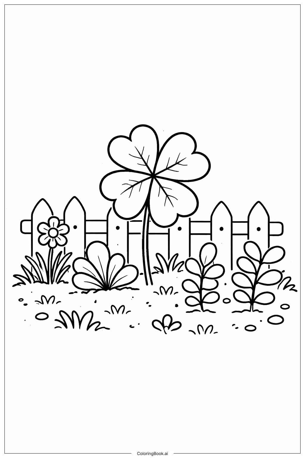 花园里的四叶草填色页