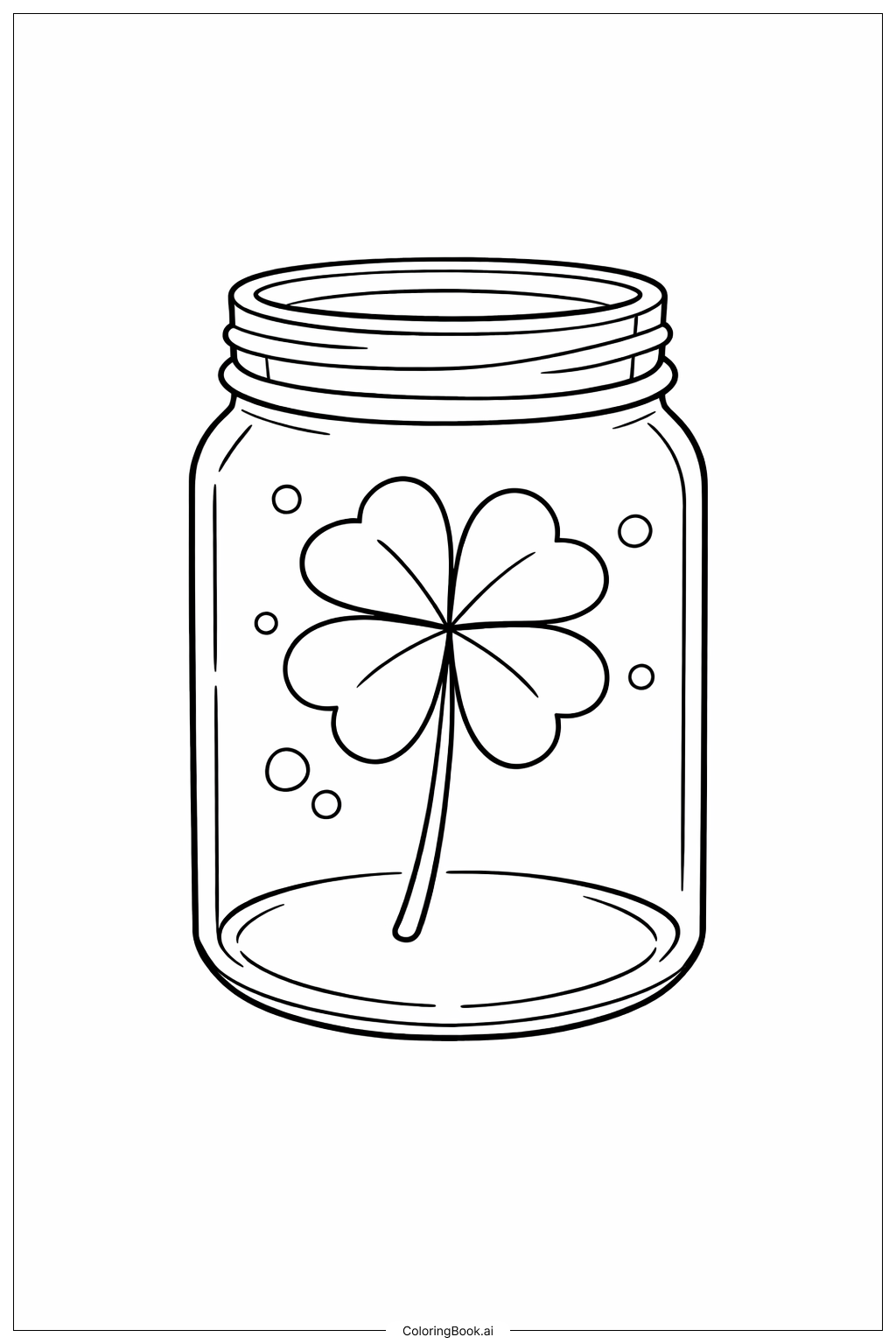  瓶中四叶草填色页 