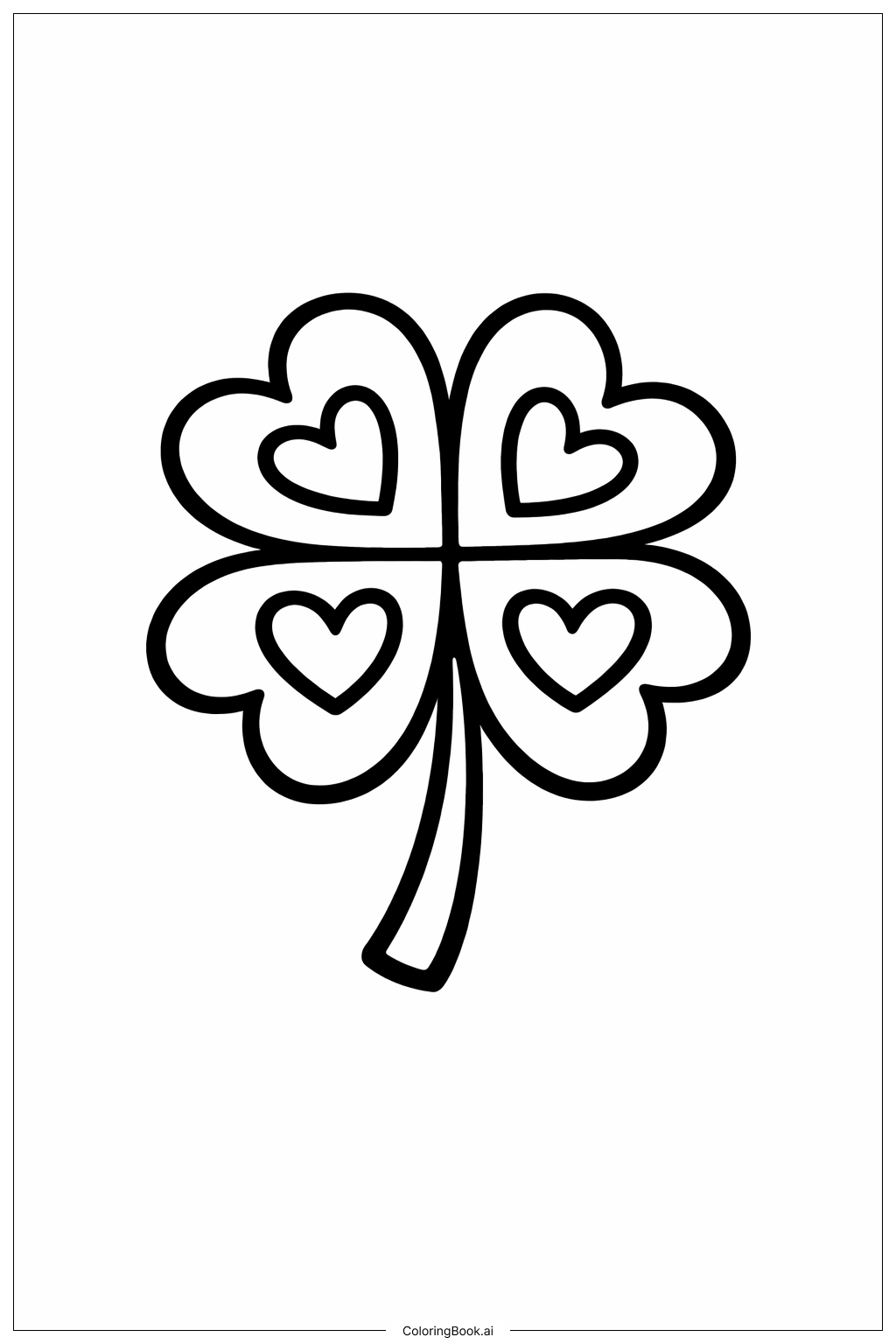  四叶草小爱心填色页 