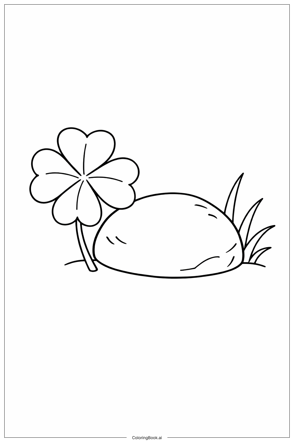 岩石上的四叶草填色页