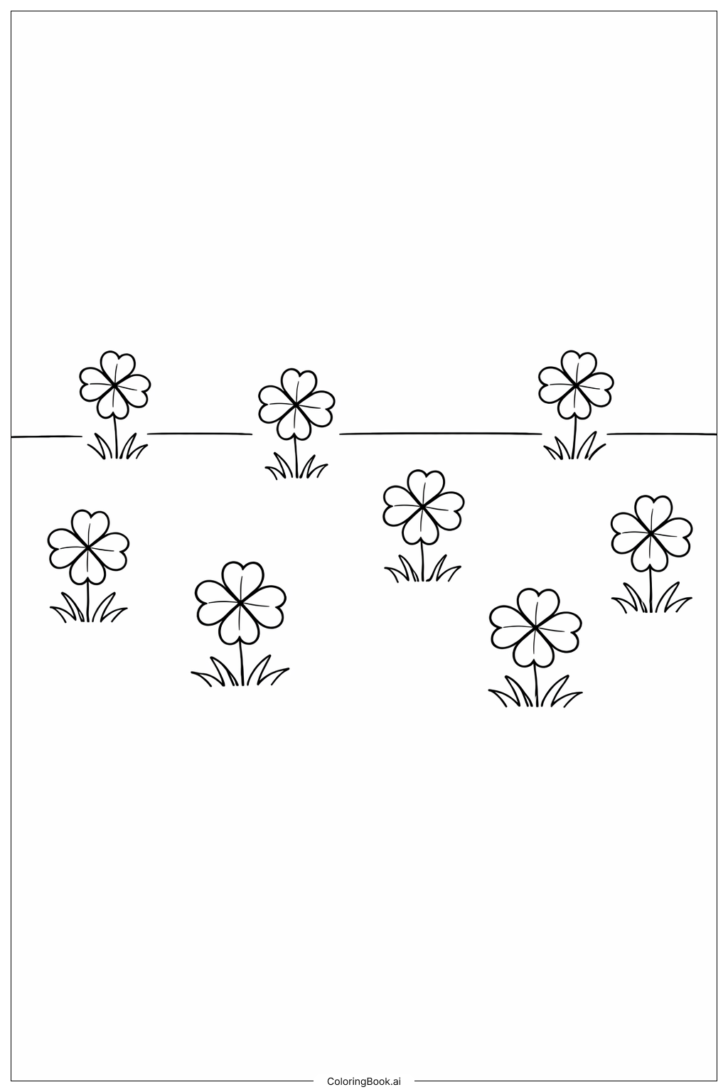 Página para colorear de Parche de Trébol de Cuatro Hojas