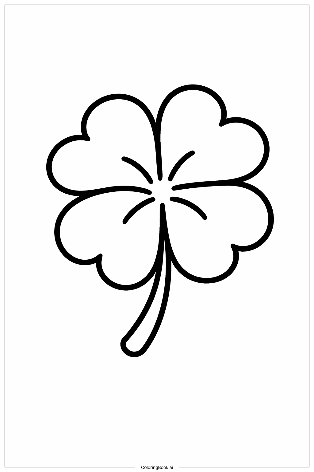 四つ葉のクローバー 丸い葉の塗り絵ページ