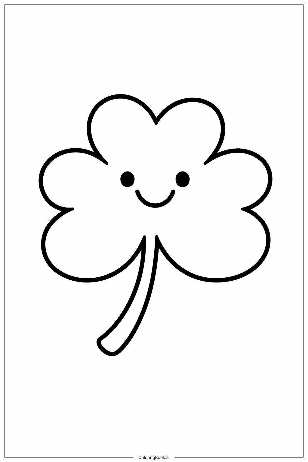 四つ葉のクローバー シンプルなスマイルの塗り絵ページ