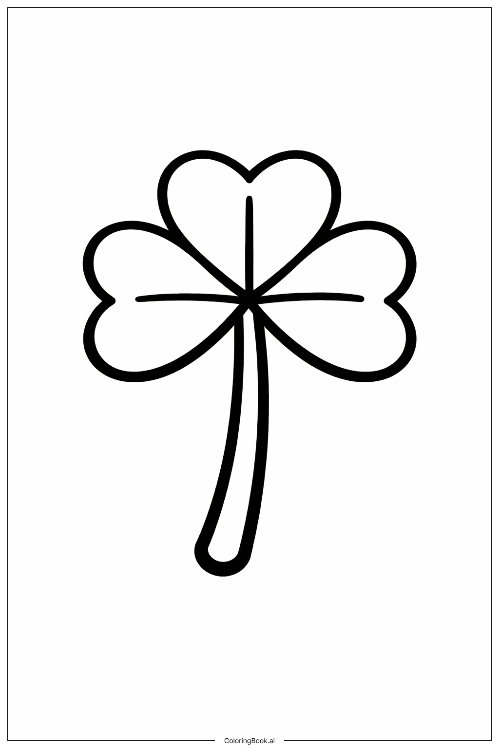  四叶草 简单茎部填色页 
