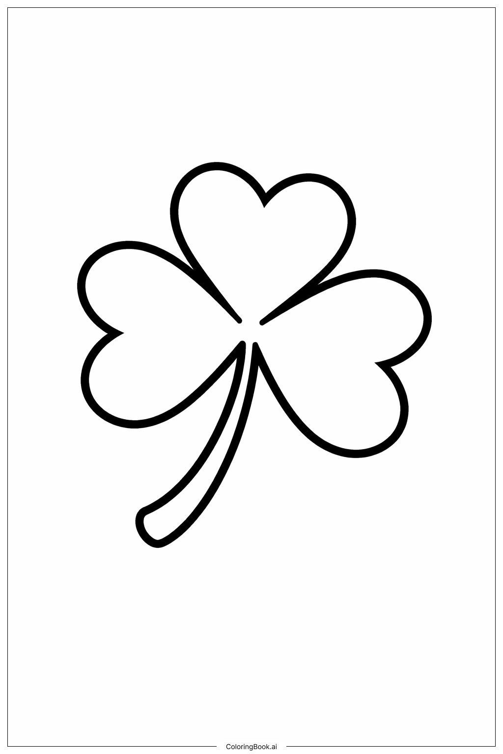 四つ葉のクローバー シングルアウトラインの塗り絵ページ