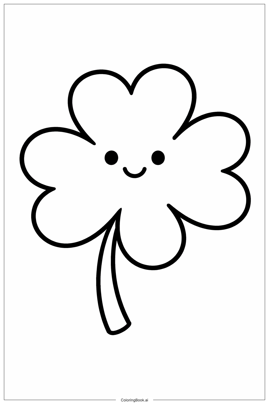  四叶草微笑填色页 