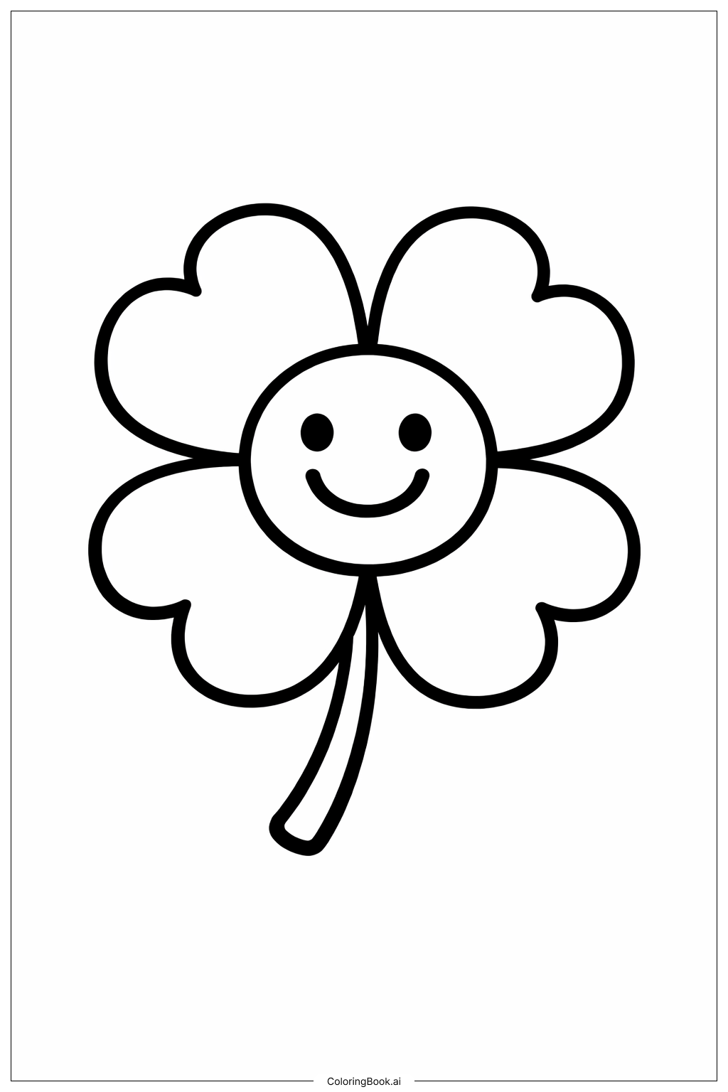  四叶草微笑中心填色页 