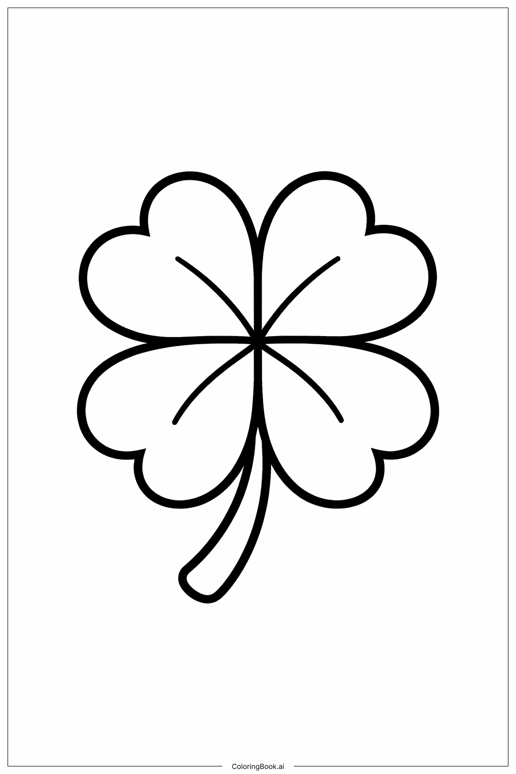 四つ葉のクローバー 厚い葉の塗り絵ページ