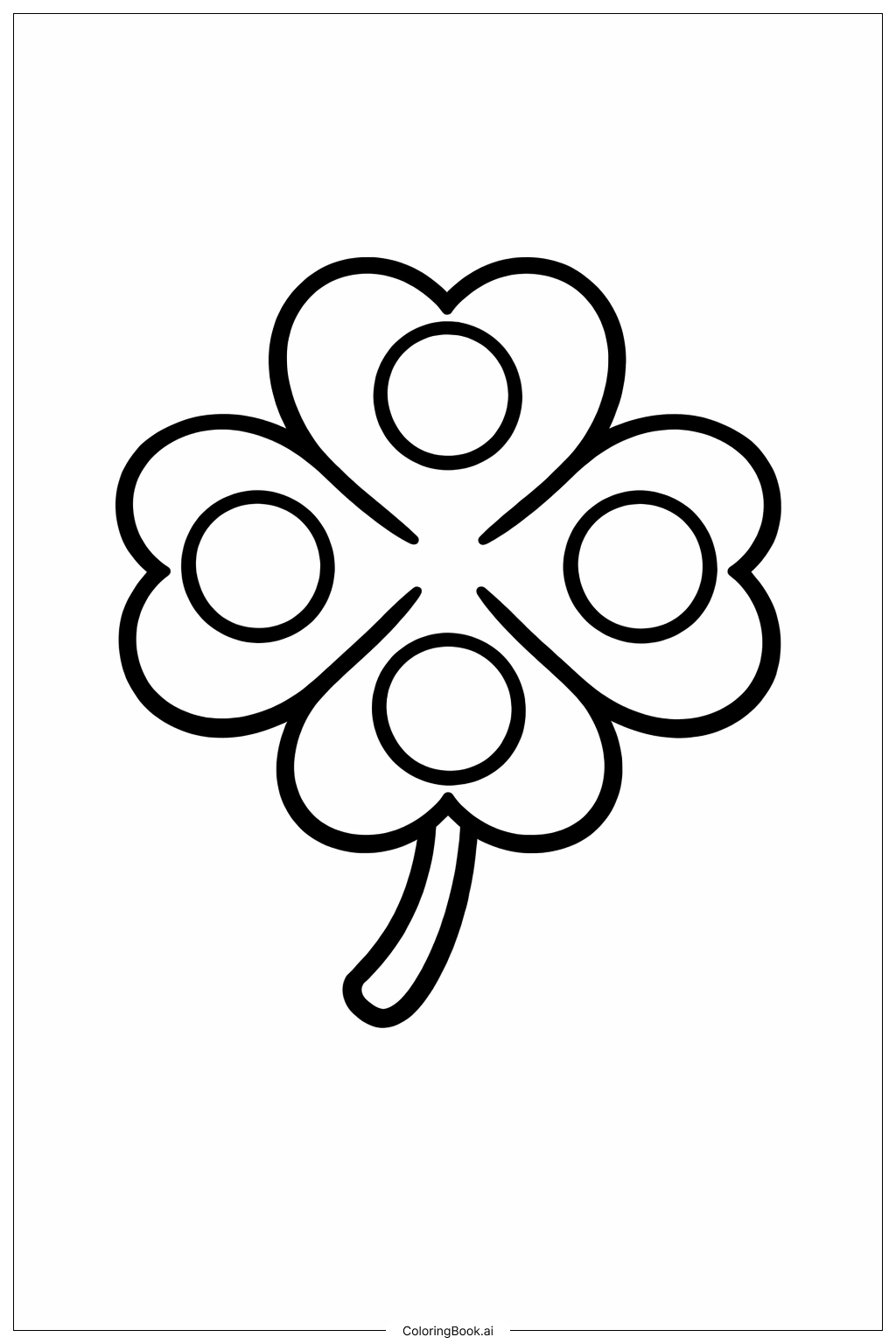 四つ葉のクローバーの小さな点々の塗り絵ページ