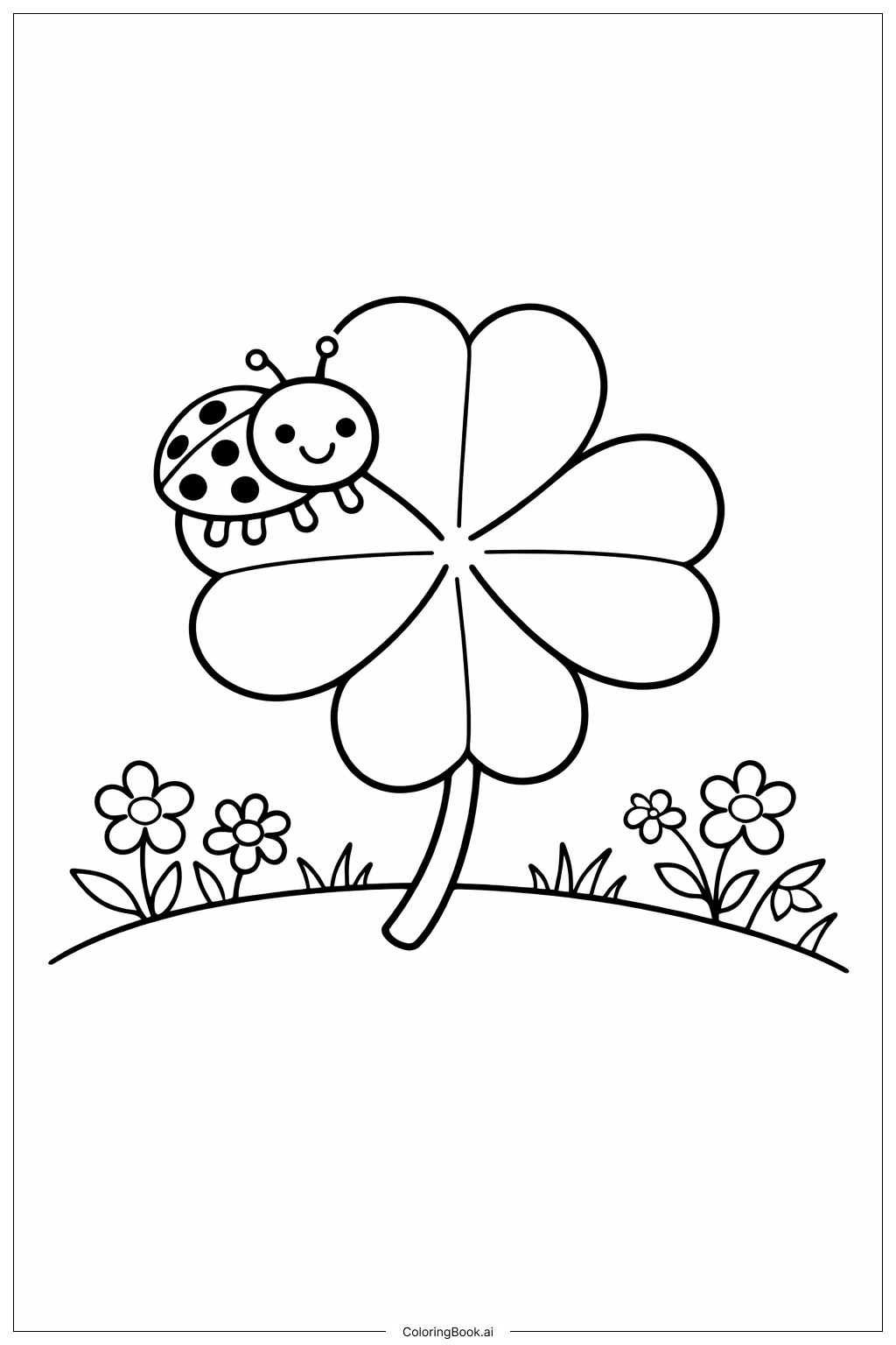  四叶草和瓢虫填色页 