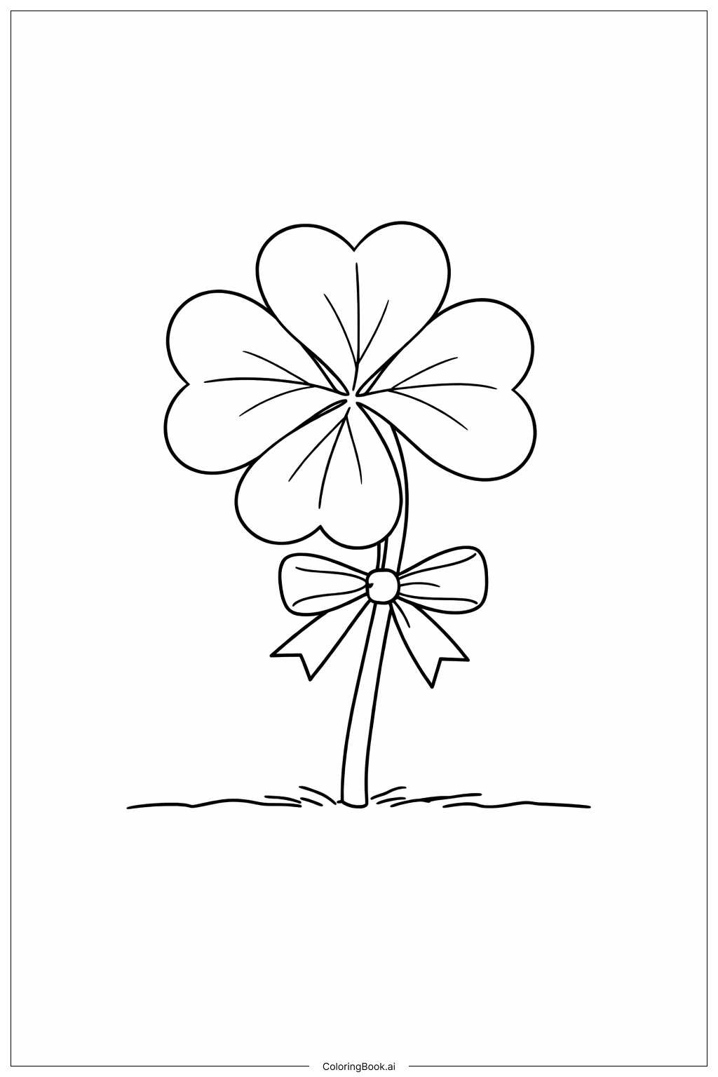 四叶草带丝带填色页