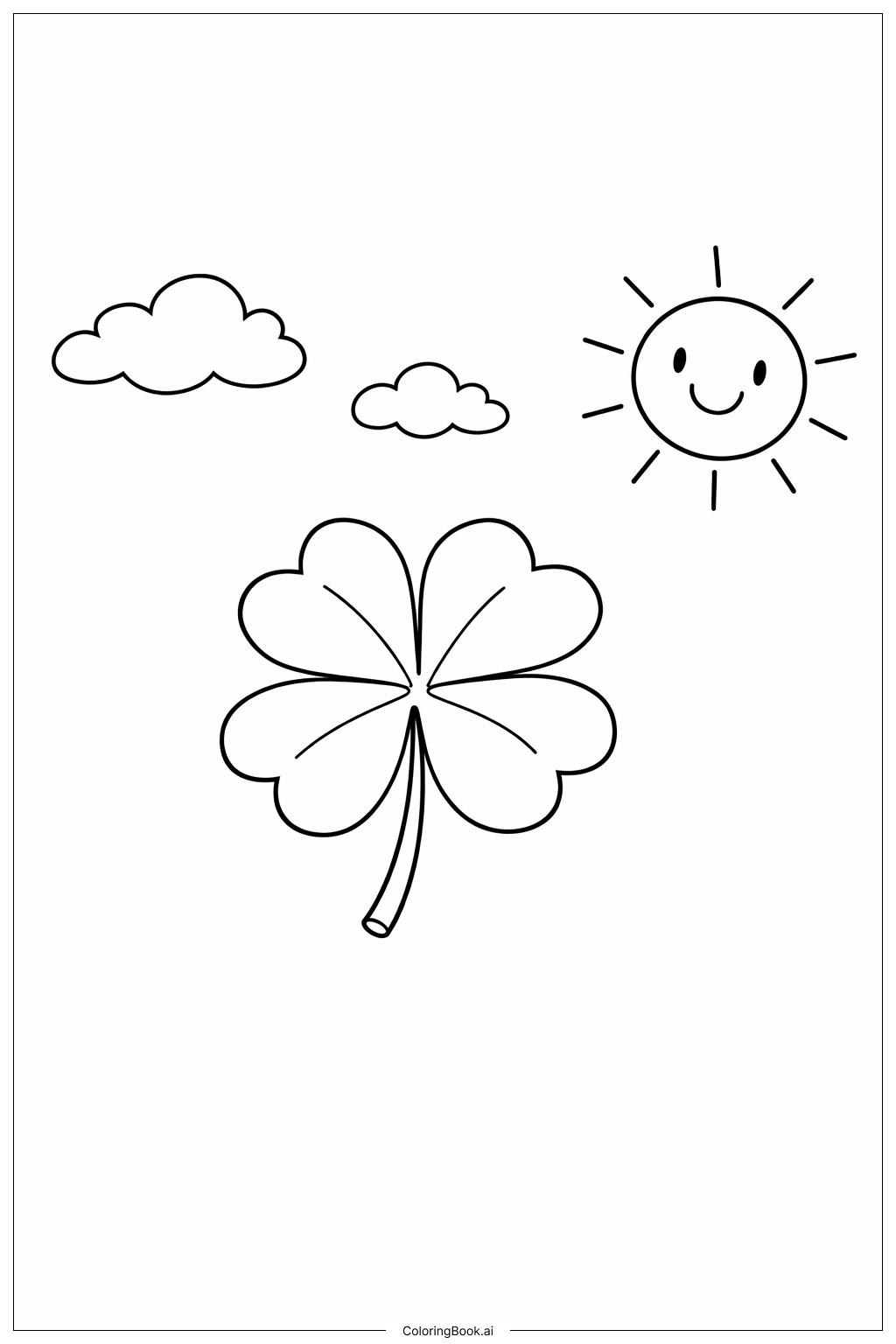  四叶草和太阳填色页 