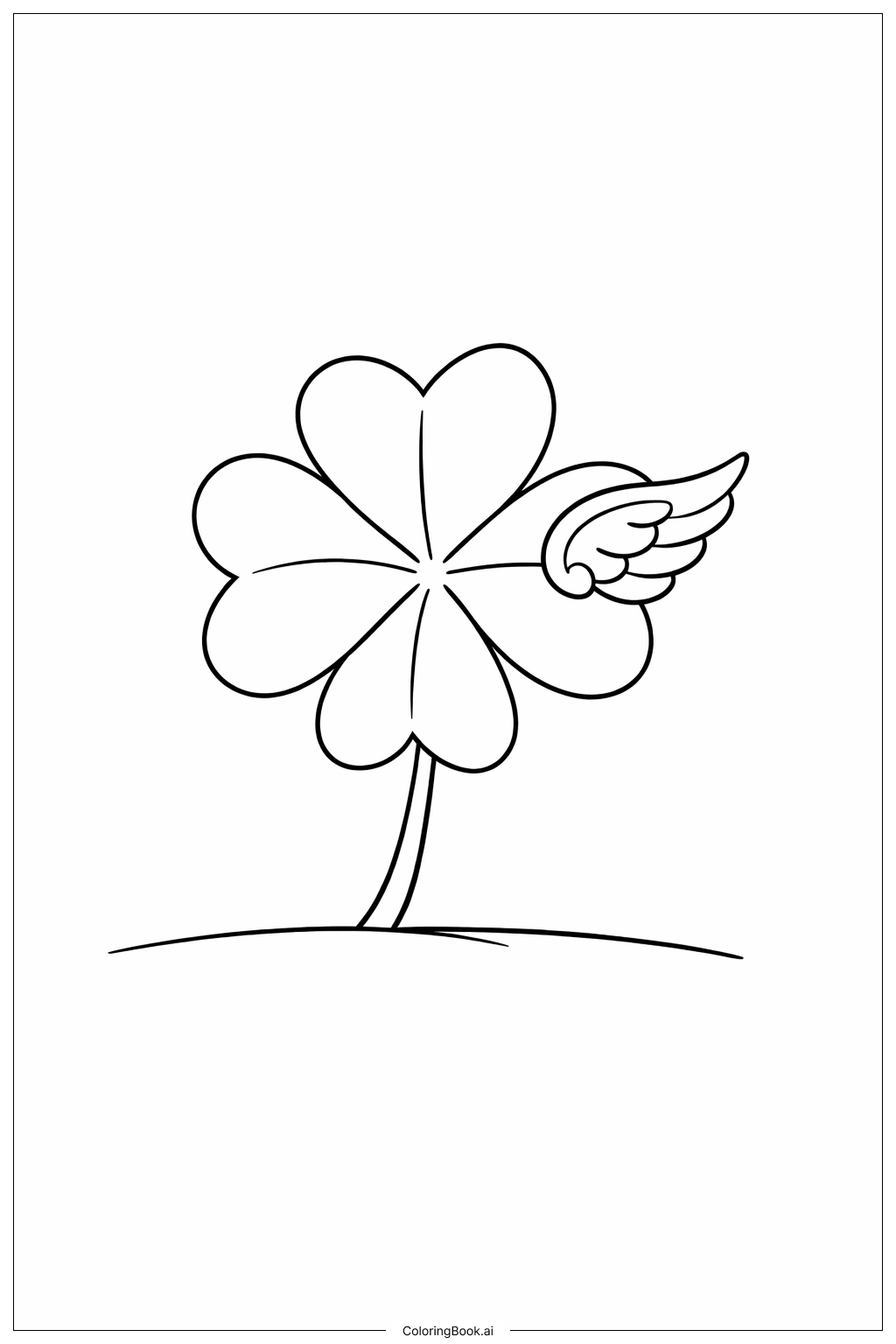带翅膀的四叶草填色页