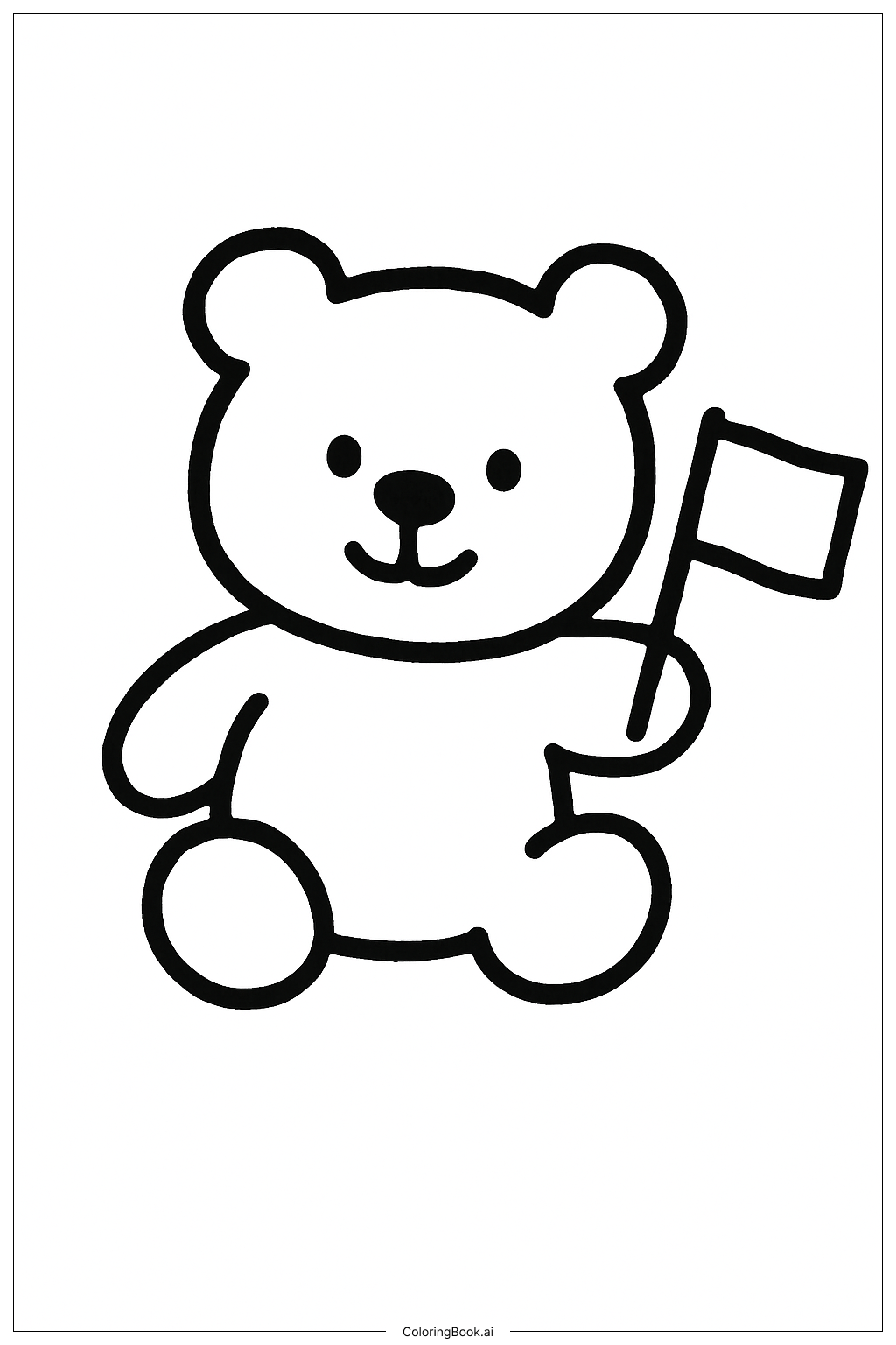 Página para colorear de Oso del Cuatro de Julio con Bandera