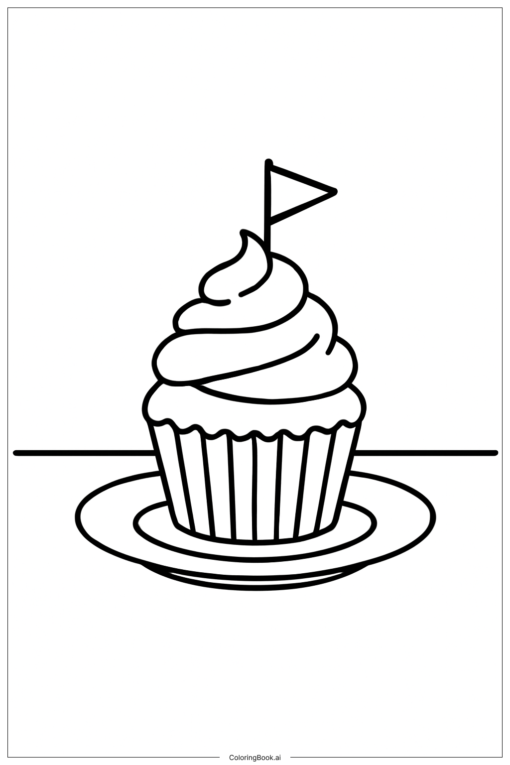 Página para colorear de Cupcake del Cuatro de Julio con Bandera