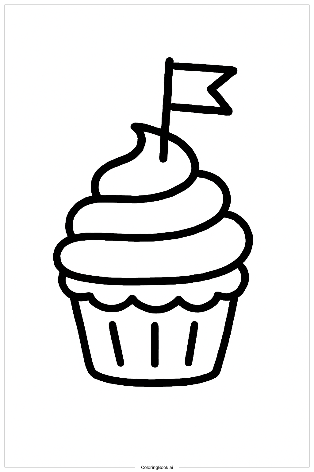 Página para colorear de Cupcake del Cuatro de Julio