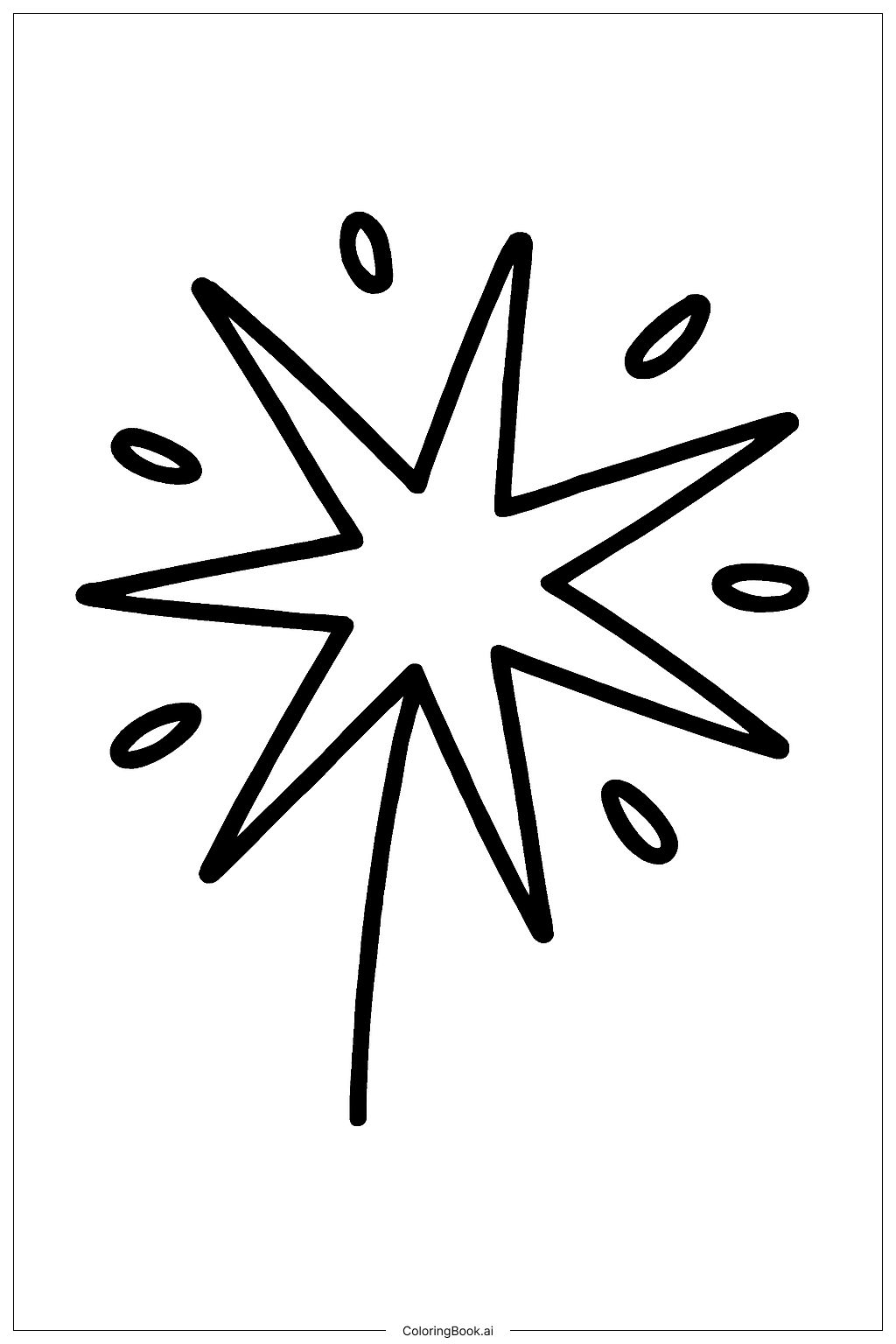 Página para colorear de Estrella de fuegos artificiales del Cuatro de Julio