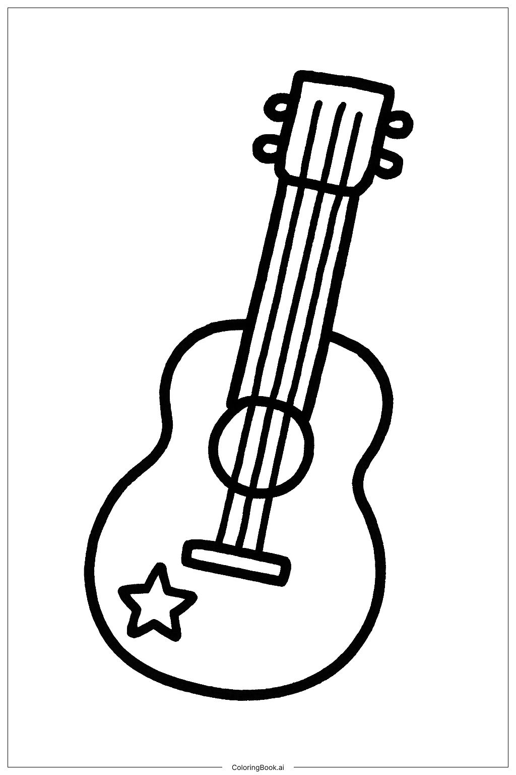 Página para colorear de Guitarra del Cuatro de Julio