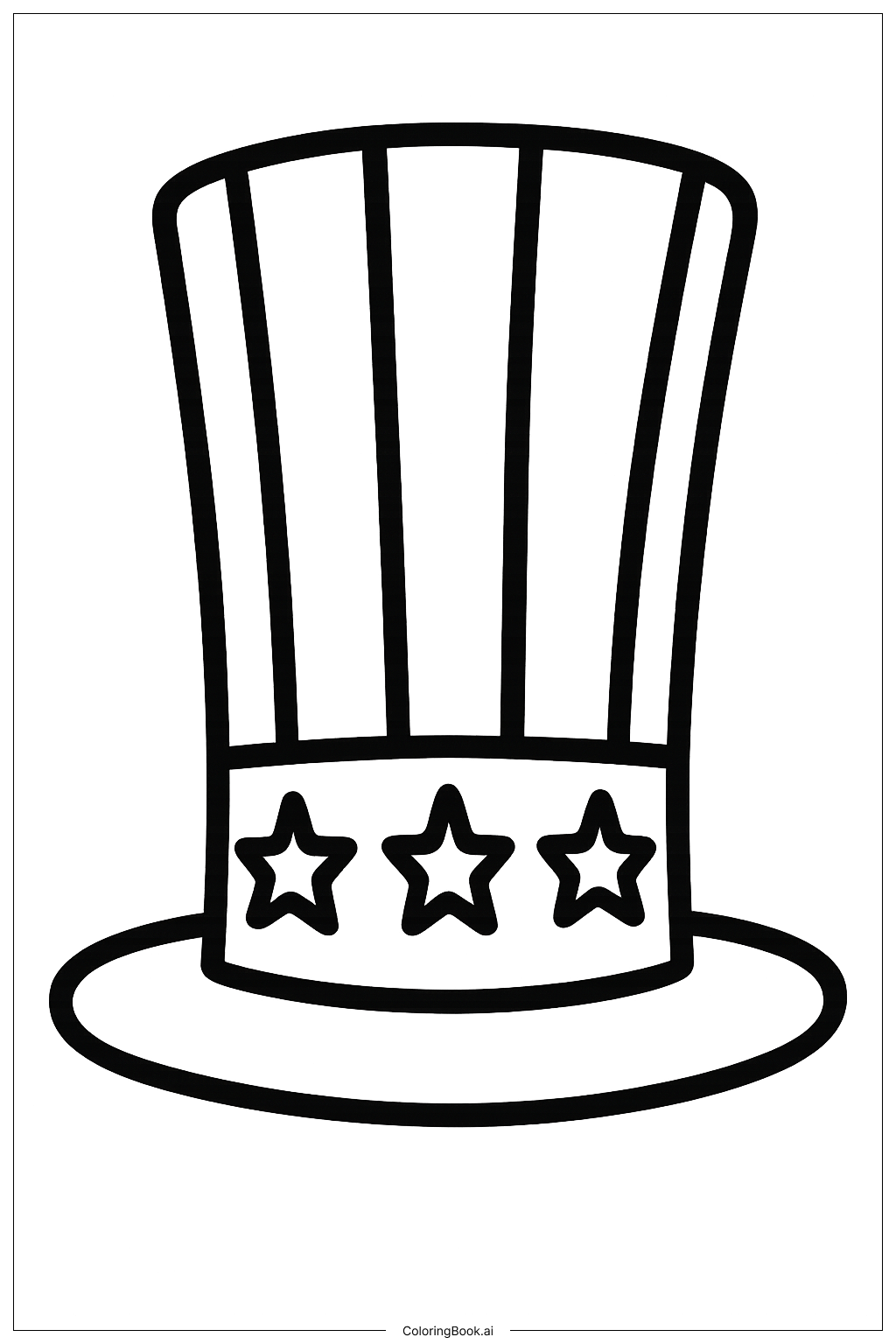 Página para colorear de Sombrero del Cuatro de Julio