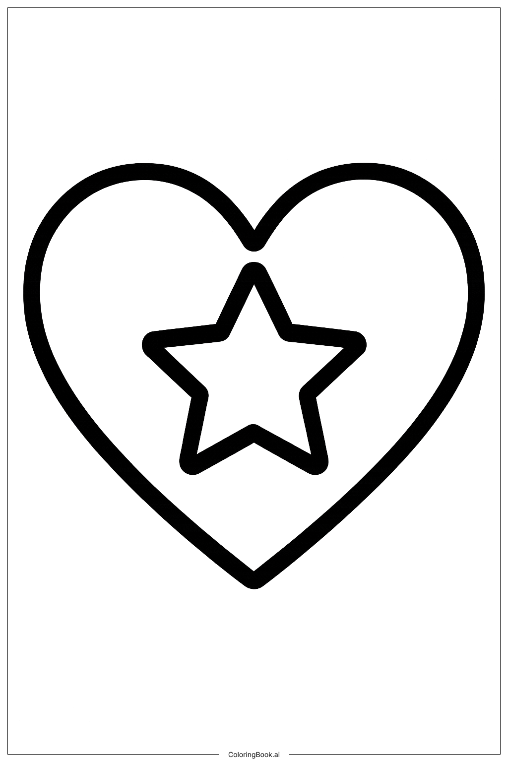 Página para colorear de Corazón Estrella del Cuatro de Julio