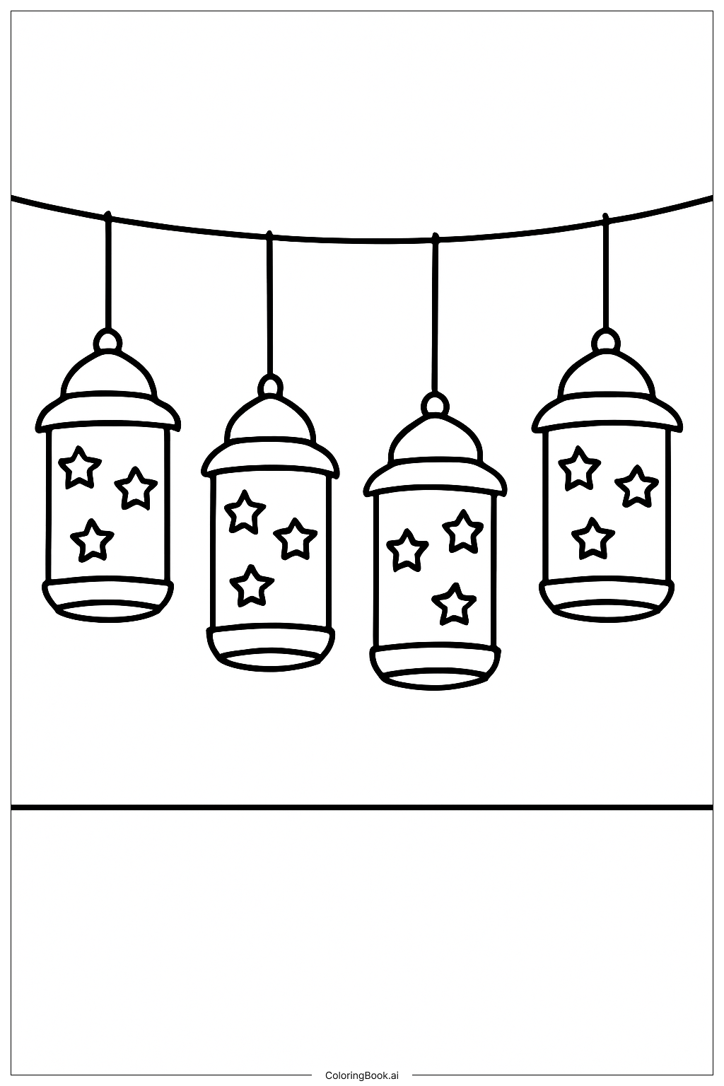 Página para colorear de Farolillos del Cuatro de Julio