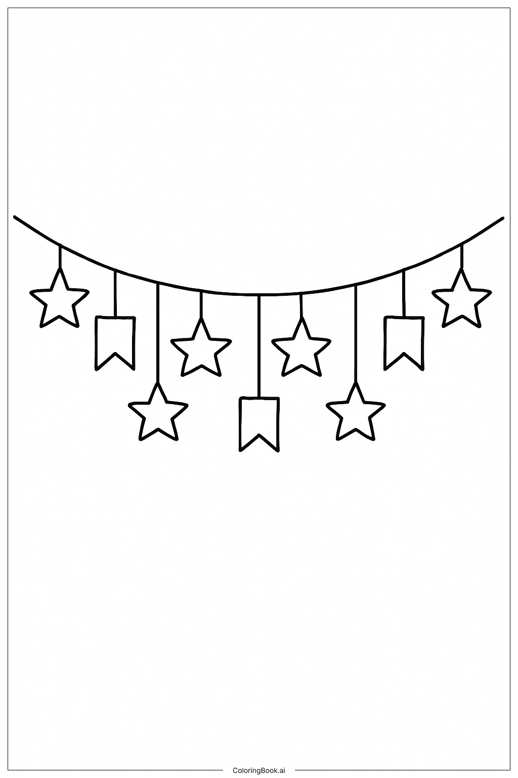 Página para colorear de Guirnalda de Estrellas del Cuatro de Julio