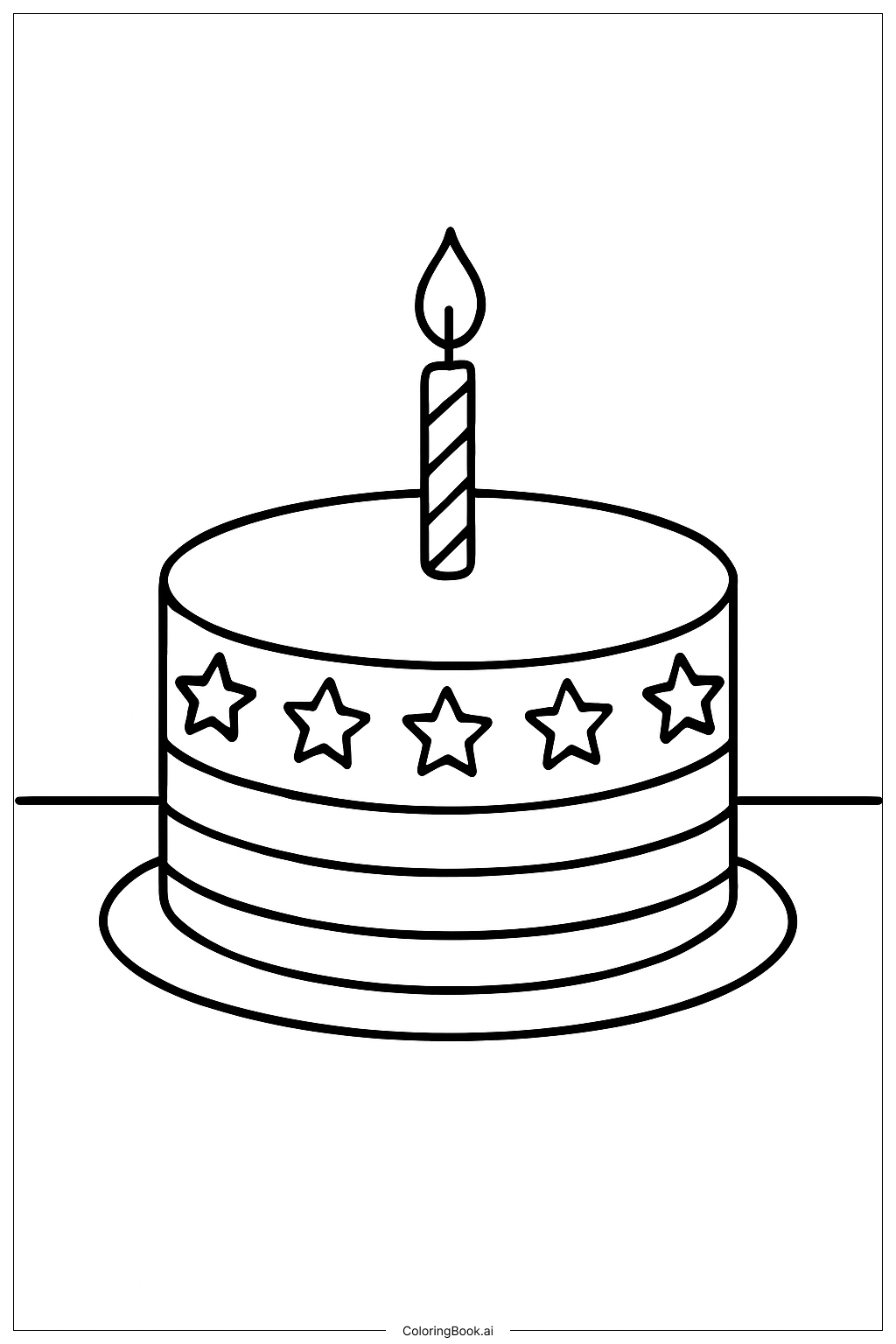 Página para colorear de Pastel de Estrellas y Rayas del Cuatro de Julio