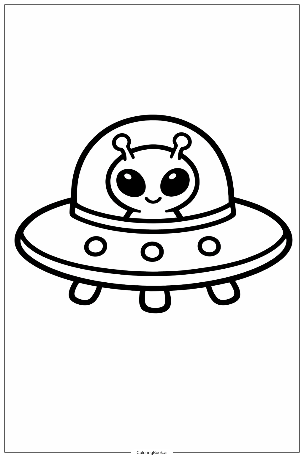 Page de coloriage Vaisseau Spatial Extra-terrestre Amical