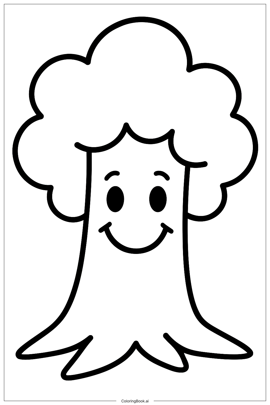 Página para colorir de Rosto de Árvore Amigável