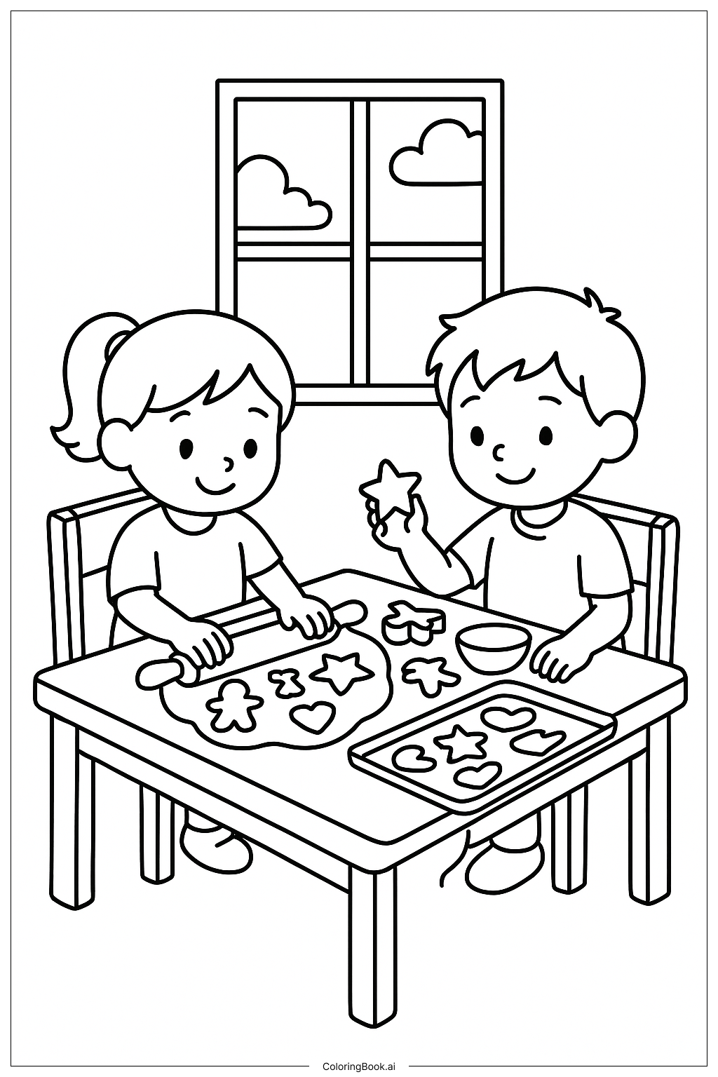  Friendship Baking Cookies Together Coloring Page 