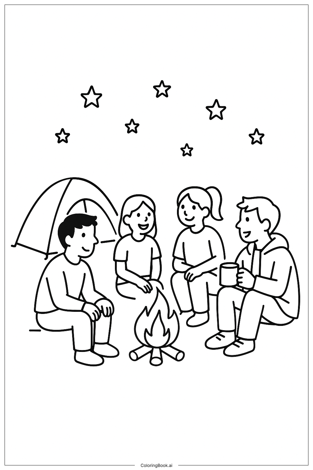  Friendship Camping Under Stars Coloring Page 
