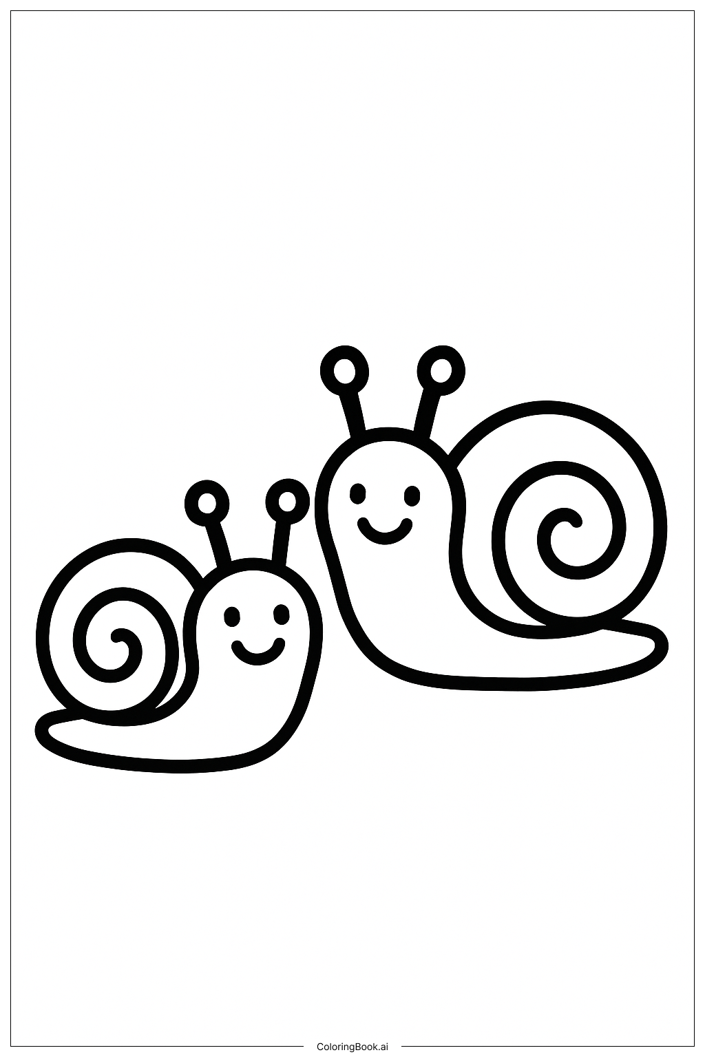  友谊快乐蜗牛双胞胎填色页 