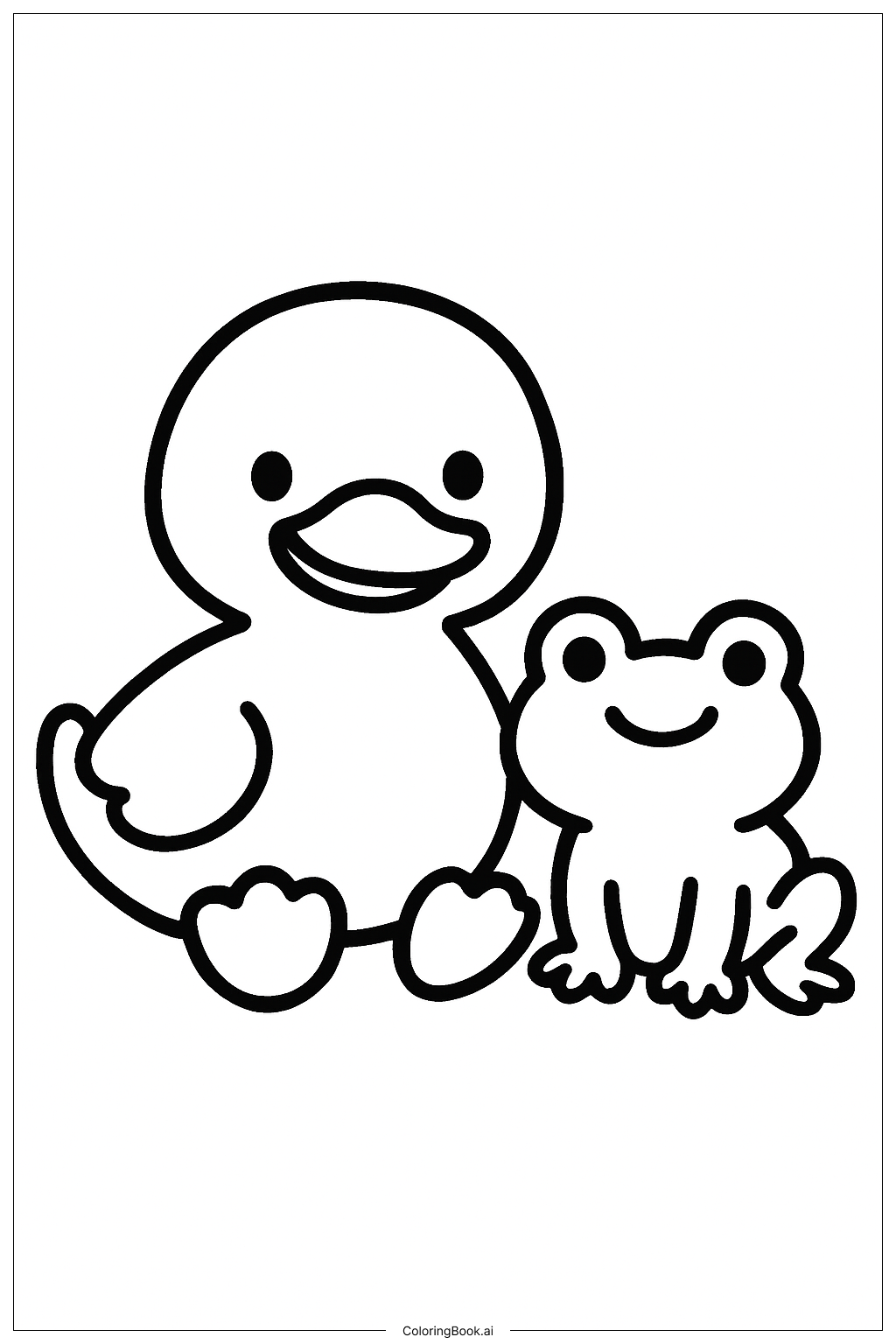  友谊小鸭和青蛙填色页 