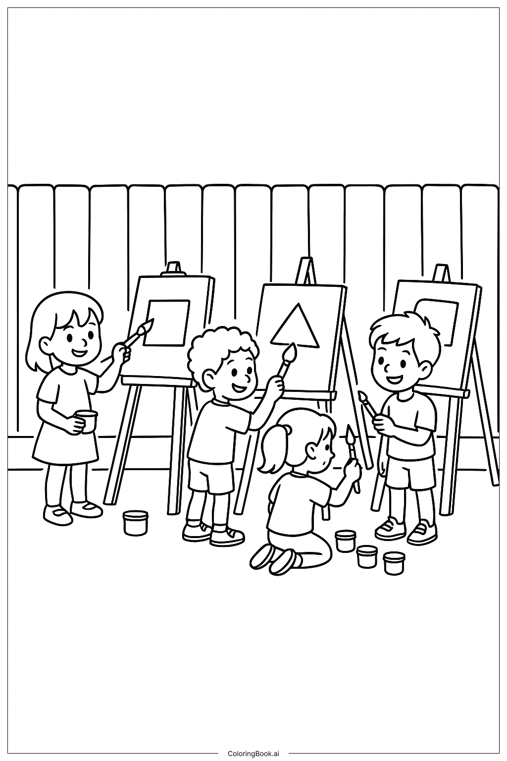  Freundschaftliches Malen mit Freunden Ausmalseite 