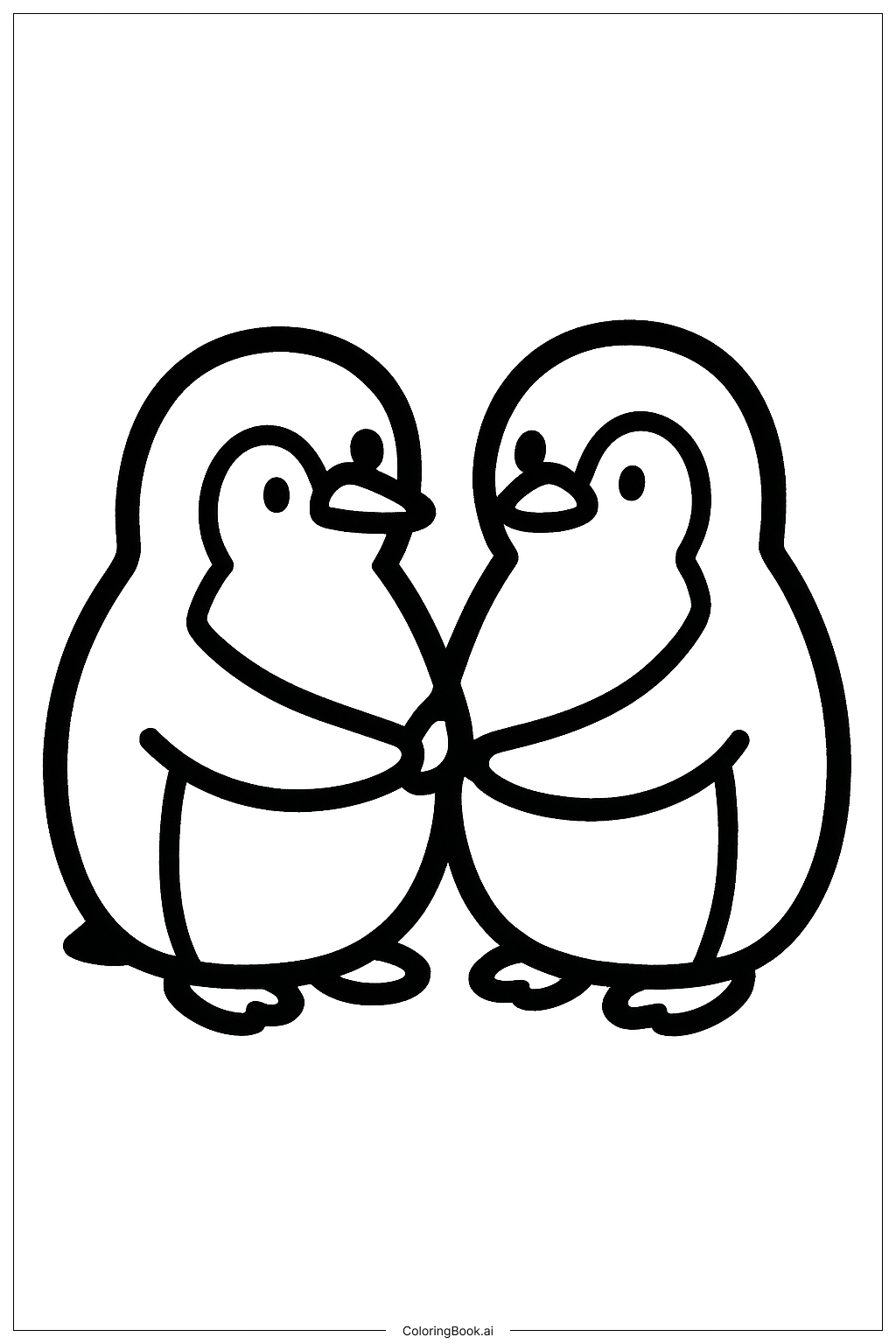  友誼企鵝雙胞胎著色頁 