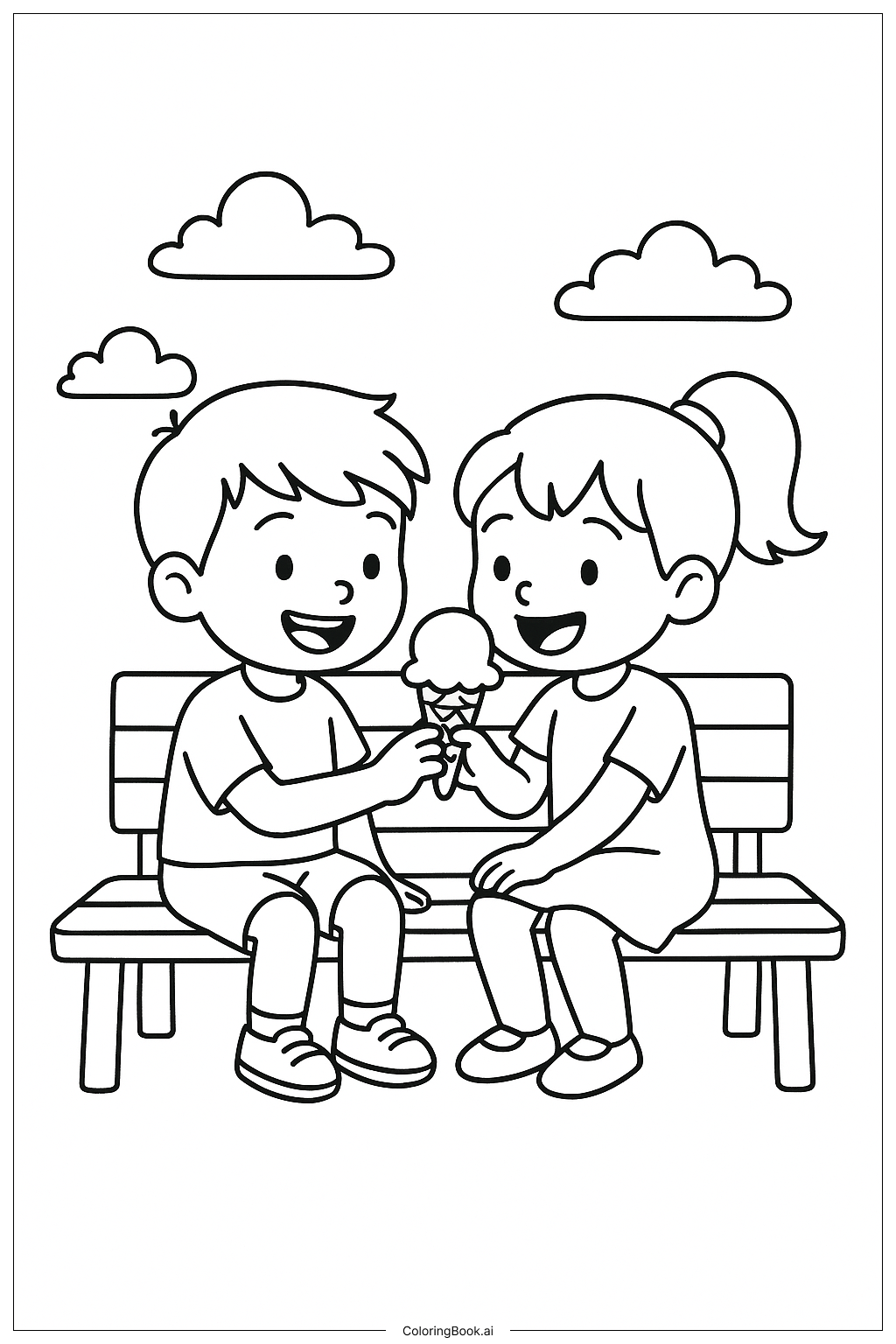  우정 나누기 아이스크림 색칠공부 페이지 