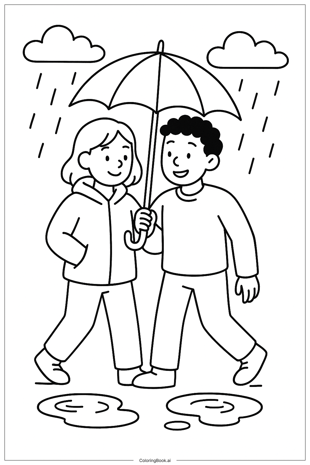  Página para colorir de Guarda-Chuva da Amizade Compartilhada 