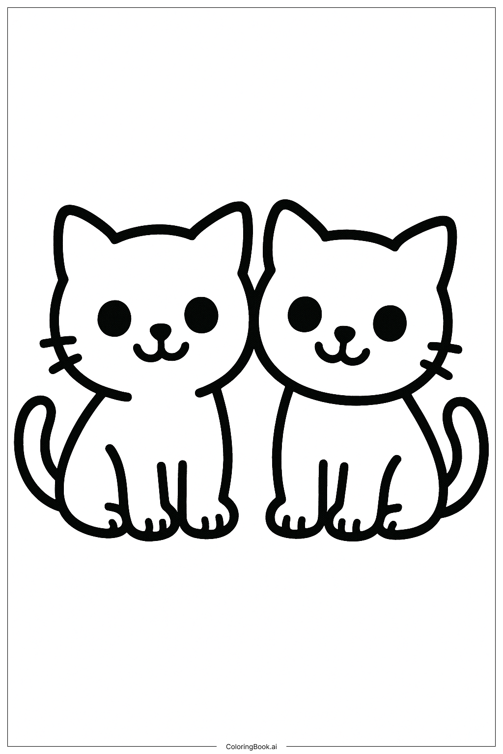  友谊两只小猫填色页 