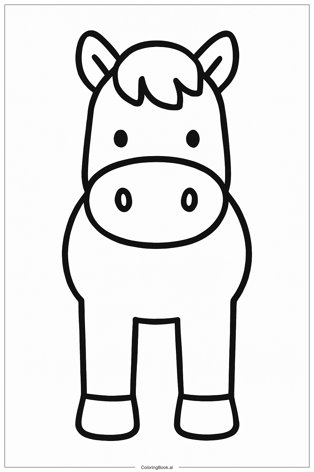  Trang tô màu Ngựa Nhìn Từ Phía Trước 