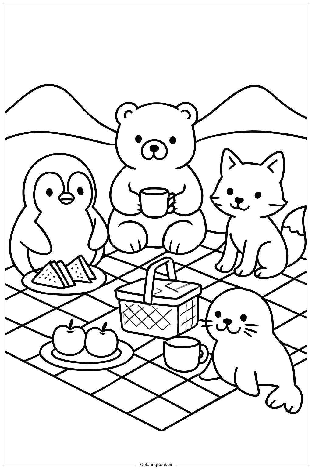 Trang tô màu Buổi Dã Ngoại Cùng Những Người Bạn Bắc Cực Đông Lạnh