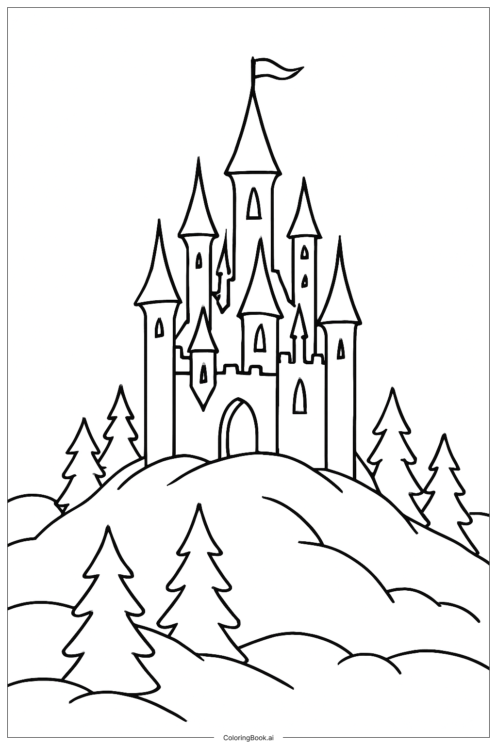 Trang tô màu Lâu đài lạnh giá trên đồi